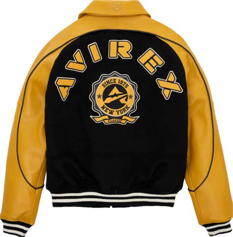 AVIREX Black & Yellow 'Classic' Varsity Jacket | INC STYLE