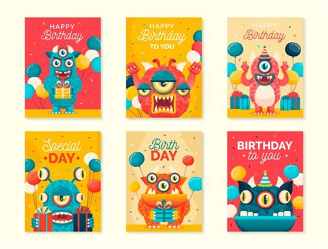 [ai] Happy birthday card collection Free Vector - Pikoff