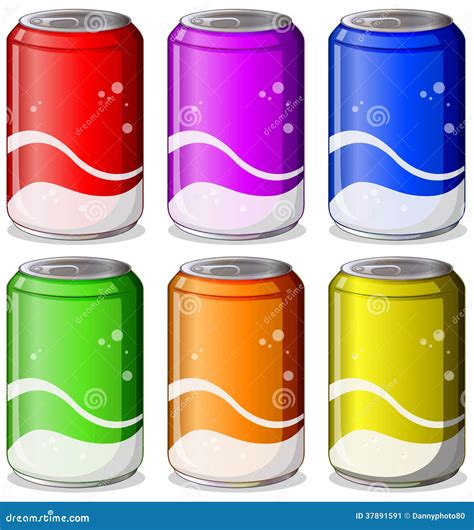 Six Colorful Soda Cans Stock Image - Image: 37891591