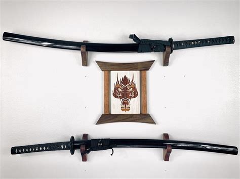 Minimalist Katana Sword Mounts ~ Solid Wood ~ Unique Weapon Display | Katana, Japanese decor ...