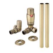 Milano - Modern Thermostatic Angled Radiator Valve and Pipe Set ...