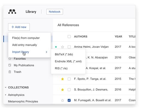 Import type options submenu of the 'Import library' option in the '+Add ...