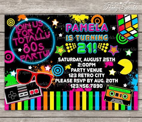 80s Party Invitations Template Free Luxury Printable totally 80s Retro Birthday Invite ...