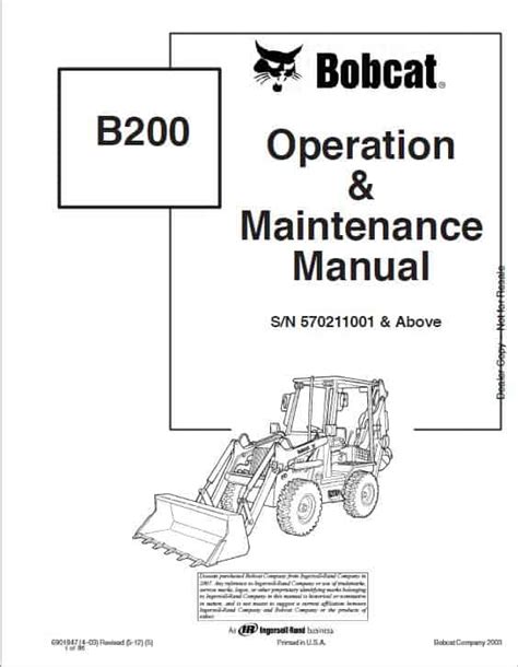 Bobcat B200 Loader Service Repair Manual