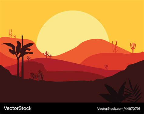 Natural sunset landscape Royalty Free Vector Image