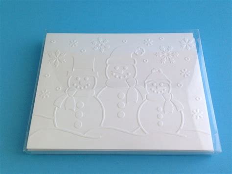 Boxed Christmas Cards Embossed Snowman Card Set of 8 Embossed Holiday ...