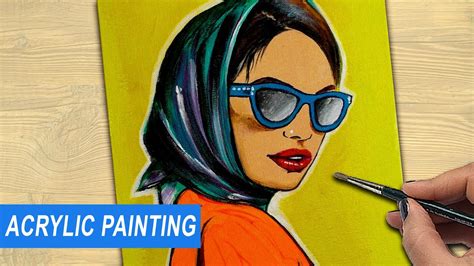 POP ART Acrylic Painting | Painting Tutorial for Beginners | Woman Headscarf | PORTRAIT - YouTube