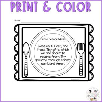 Grace before meals prayer - Catholic - coloring page - no prep | TPT