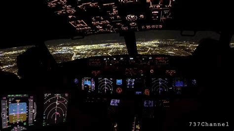 NEW!!! Boeing 737 Night Arrival FULL cockpit view with ATC audio - YouTube