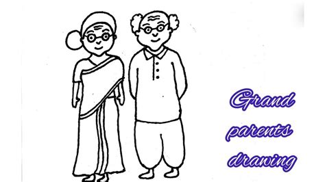 Simple drawing of grandparents day - YouTube