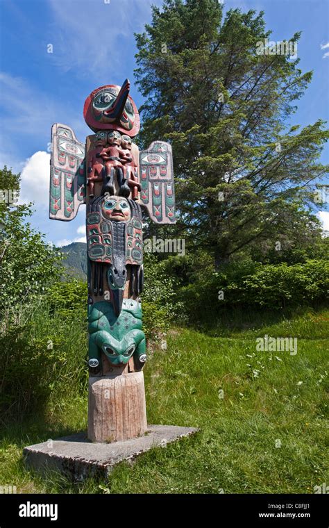 Totem pole. Saxman Totem Park. Ketchikan. Alaska. USA Stock Photo - Alamy