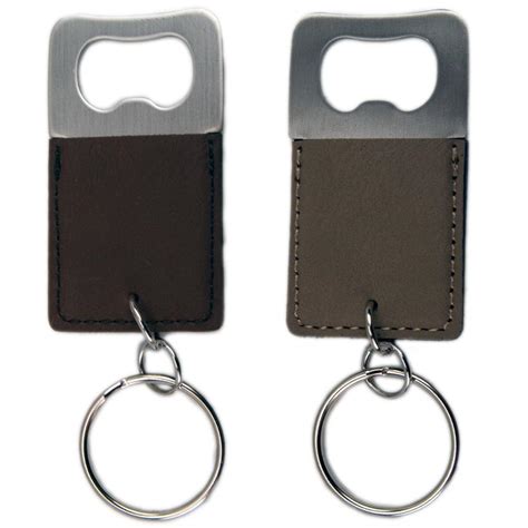 Vegan Leather Wrapped Metal Bottle Opener Keychain