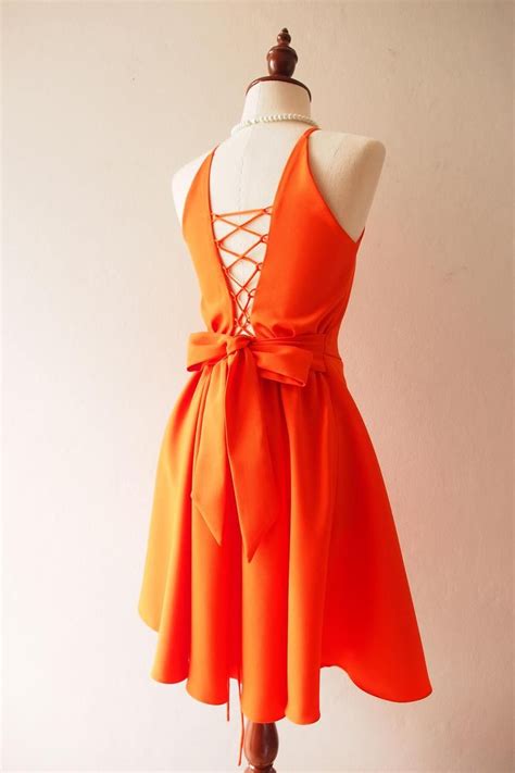 Orange Bridesmaid Dress Crisscross Back Sexy Back Tangerine | Etsy | Tangerine bridesmaid ...