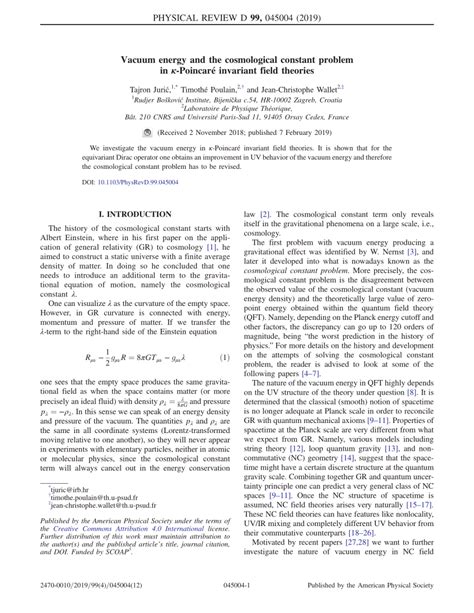 (PDF) Vacuum energy and the cosmological constant problem in κ ...