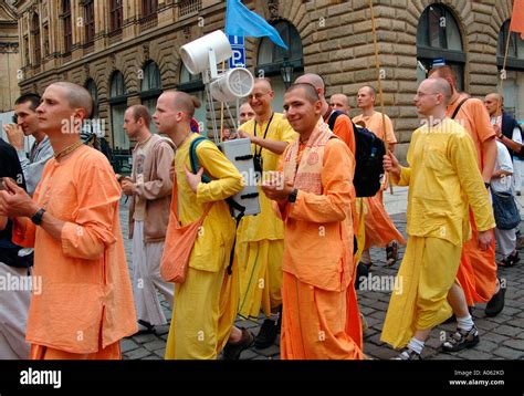 Street chanting of Hare Krishna by Harinamas in Prague Czech Stock Photo: 5652412 - Alamy