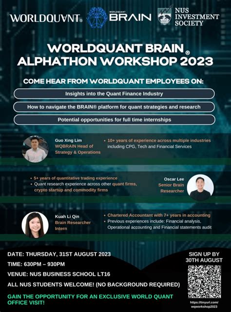 WorldQuant BRAIN Alphathon Workshop 2023 - NUS Centre for Future-ready Graduates