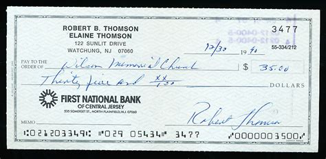 Lot Detail - Bobby Thomson Signed Personal Check