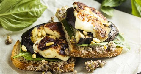 Grilled Eggplant and Halloumi Sandwich - Just a Little Bit of Bacon