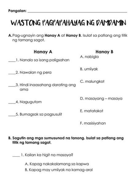 Pagbibigay Hinuha Worksheet