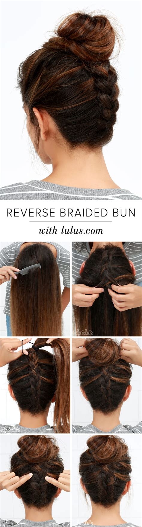 Lulus How-To: Reverse Braided Bun Hair Tutorial - Lulus.com Fashion Blog