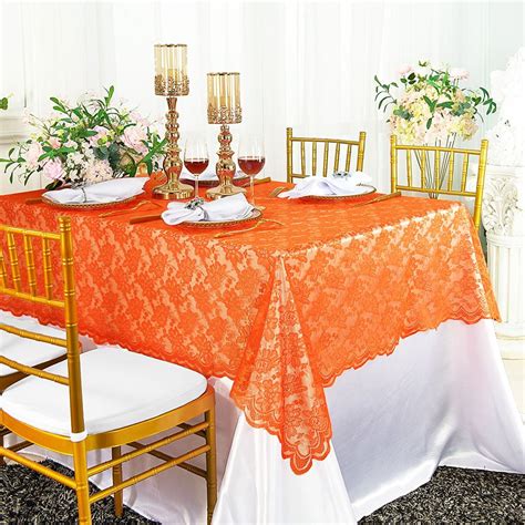 Wedding Linens Inc. 54" x 108" Rectangular Lace Table Overlays, Lace ...