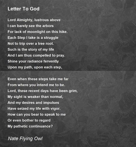 Letter To God by Nate Flying Owl - Letter To God Poem