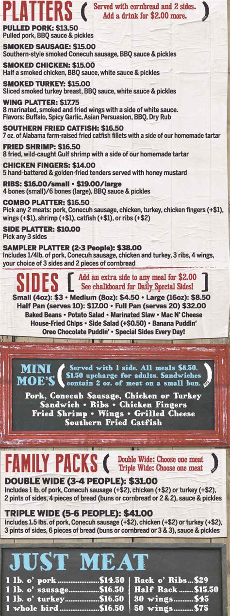 Moe's Original BBQ Menu, Daphne, AL