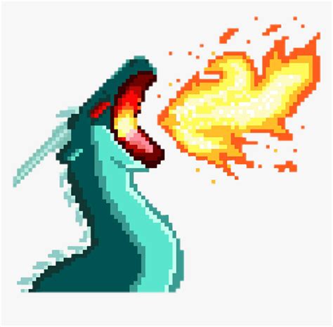 #dragon #pixel #pixelart #pixelated #pixels #fire - Dragon Pixel Art Grid, HD Png Download - kindpng