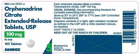 Orphenadrine Extended Release Tablets: Package Insert / Prescribing Info