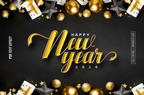 Happy New Year 2024 Text Effect – Free PSD Template Download – HD Stock Images