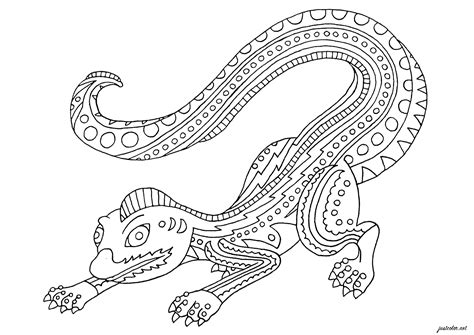 Lizard Alebrijes - Chameleons & lizards Adult Coloring Pages