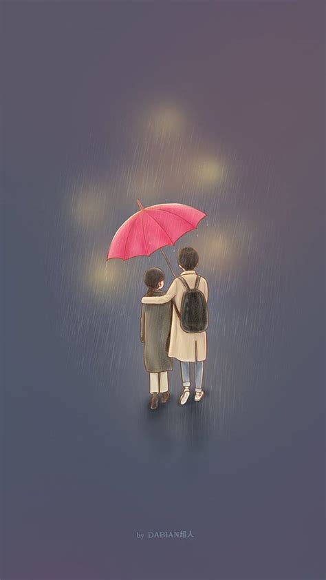 Anime couple rain HD phone wallpaper | Pxfuel