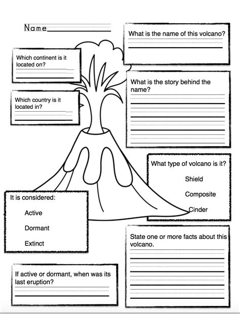 Activity Sheets About Volcanoes