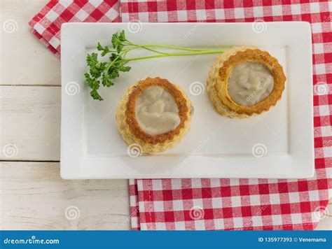 Puff Pastry Vol-au-vents Filled with Mushroom Ragout Stock Image ...