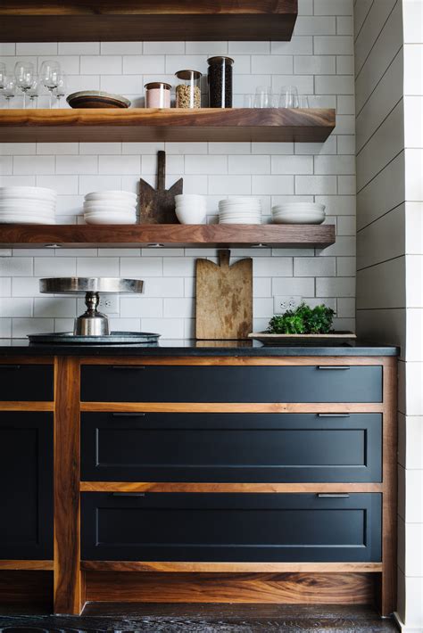 Wooden open shelving subtile kitchen design | Smith Hanes Studio | Rustic industrial kitchen ...