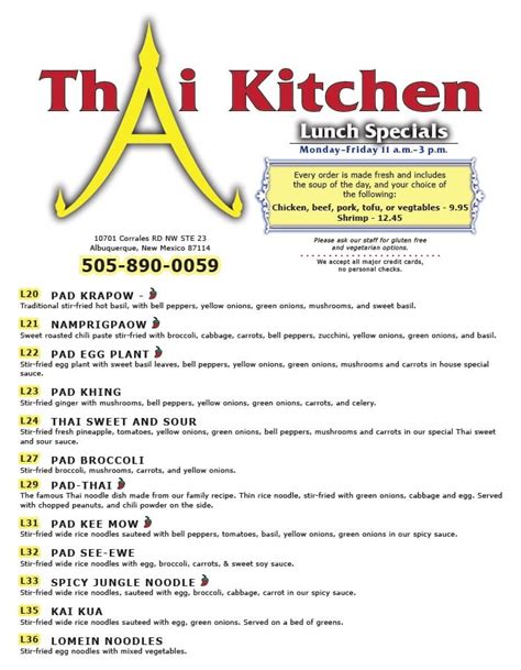 Lunch Specials | Thai Kitchen