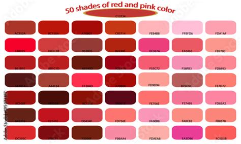 50 shades of red pink colors isolated on white background. Red and pink ...