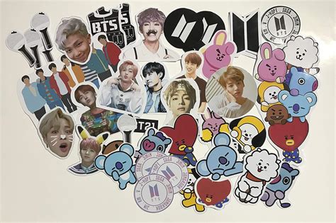 BTS Paper Stickers Version 1: Bt21 BTS Logo Wall Stickers BTS Light Stick Army Bomb Stickers ...