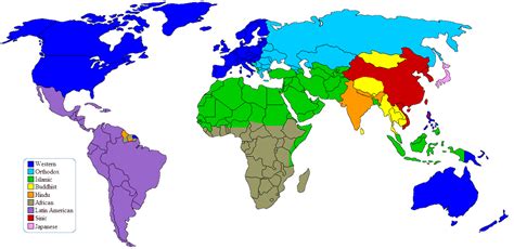 A world map of major civilizations according to the political ...