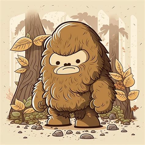 Premium AI Image | Baby Bigfoot Cartoon Character Vector Illustration