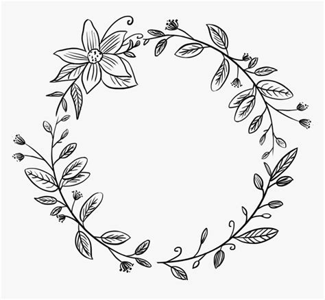 Round Floral Border Black And White Circle Border Design - canvas-beaver