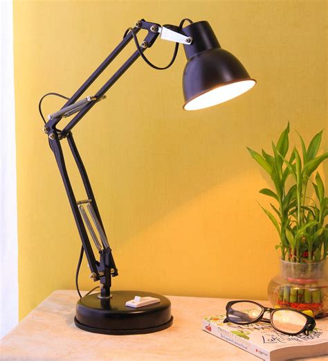 Buy Black Iron Shade Study Lamp with Black Base by Tu Casa Online - Study Lamps - Table Lamps ...