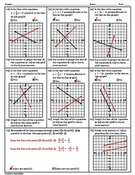 Slope of Parallel and Perpendicular Lines Worksheet by Maya Khalil