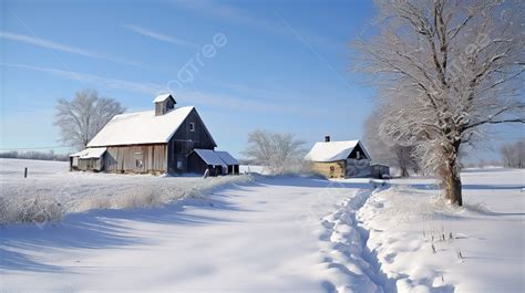 Winter Country Farm With Winter Snow Background, Picture Of Wisconsin In Winter, Wisconsin, Usa ...