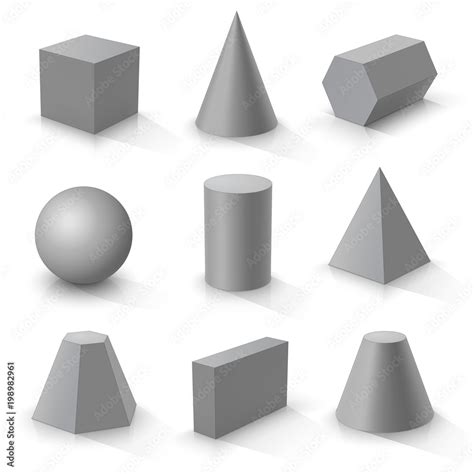 Set of basic 3d shapes Stock Vector | Adobe Stock