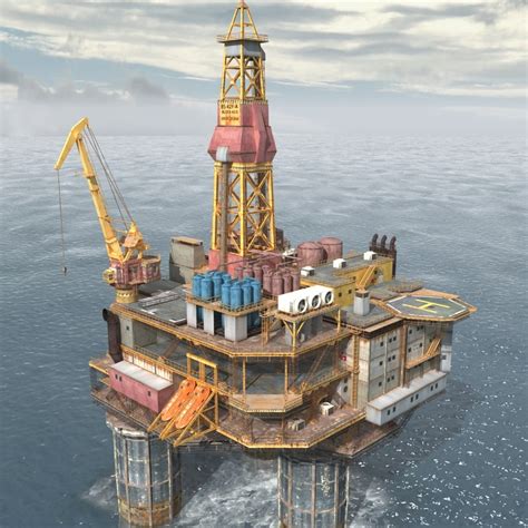 oil rig platform 3d model