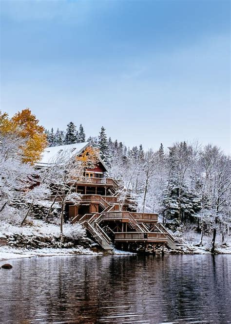 Pin by Rustic Wood Studio on When I get my allowance | Winter cabin, Lake house, Hut house