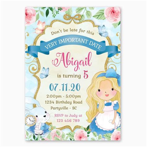 Alice in Wonderland Birthday Invitation – Easy Inviting