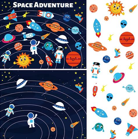 Buy 12 Packs Space Stickers for Kids Outer Space Sticker Activity Make A Galaxy Space Scene DIY ...