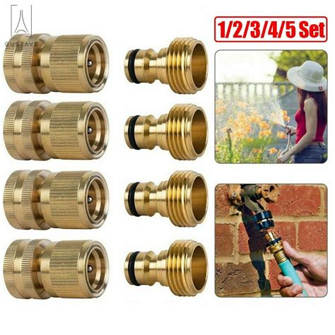 Gustavedesign Brass Garden Hose Quick Connect Fitting 3/4 Inch Fine Thread Water Hose Male ...